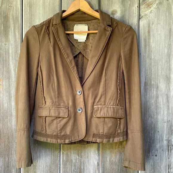 Anthropologie Hei Hei Delaine Women's Dark Olive Cotton Canvas Jacket Size 6 - Picture 14 of 14